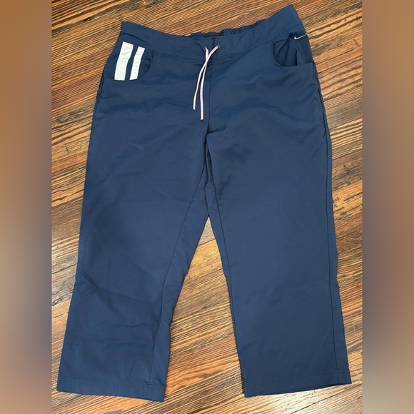 Nike Wide Leg Logo Track Vintage Cropped Gym Pants 56323 Sz Women Large - Picture 1 of 6